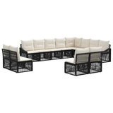 Set Divano da Giardino 12 pcs Nero polyrattan