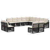 Set Divano da Giardino 13 pcs Nero polyrattan