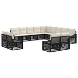 Set Divano da Giardino 13 pcs Nero polyrattan
