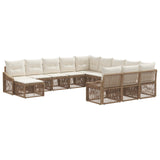 Set Divano da Giardino 12 pcs Beige polyrattan