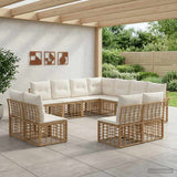 Set di divani da esterno 11 pcs Naturale e Bianco Crema