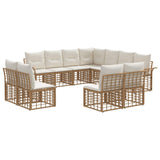 Set di divani da esterno 11 pcs Naturale e Bianco Crema