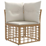 Set di divani da esterno 11 pcs Naturale e Bianco Crema