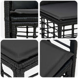 Set di divani da esterno 6 pcs Nero e Grigio scuro Poliestere