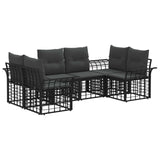 Set di divani da esterno 6 pcs Nero e Grigio scuro Poliestere
