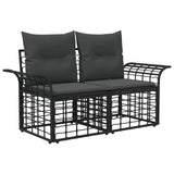 Set di divani da esterno 6 pcs Nero e Grigio scuro Poliestere