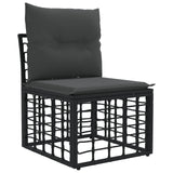 Set di divani da esterno 6 pcs Nero e Grigio scuro Poliestere