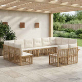 Set di divani da esterno 12 pcs Naturale e Bianco Crema