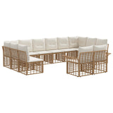 Set di divani da esterno 12 pcs Naturale e Bianco Crema