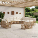 Set di divani da esterno 13 pcs Naturale e Bianco Crema