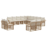 Set di divani da esterno 13 pcs Naturale e Bianco Crema