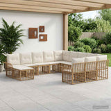 Set Divano da Giardino 12 pcs Naturale e Bianco Crema