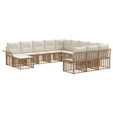 Set Divano da Giardino 12 pcs Naturale e Bianco Crema