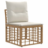 Set Divano da Giardino 12 pcs Naturale e Bianco Crema