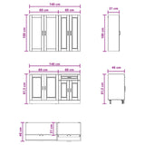 Unità Cucina PORTO 4 pcs Bianco Lucido Legno ingegnerizzato