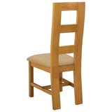 Sedia da pranzo 2 pcs Legno di Quercia Massello Beige