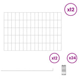Recinzione da Giardino con Picchetti 12 pcs 75 x 50 cm Mesh