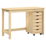 Set scrivania e mobiletto su ruote MOSS 2 pcs Marrone