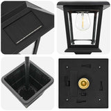 Lampione a 3 teste con vasi with LED Bulb Nero 32 x 32 x 188 cm