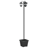 Lampione a 3 teste con vasi with LED Bulb Nero 32 x 32 x 188 cm