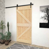 Porta scorrevole Naturale e Nero 80 x 210 cm