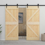 Porta scorrevole Naturale e Nero 80 x 210 cm