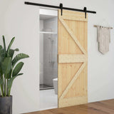Porta scorrevole Naturale e Nero 80 x 210 cm
