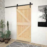 Porta scorrevole Naturale e Nero 90 x 210 cm