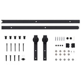 Porta scorrevole 2 pcs Naturale e Nero Legno Massello di Pino