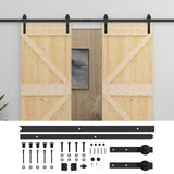 Porta scorrevole 2 pcs Naturale e Nero Legno Massello di Pino