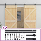 Porta scorrevole 2 pcs Naturale e Nero Legno Massello di Pino