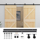 Porta scorrevole 2 pcs Naturale e Nero Legno Massello di Pino