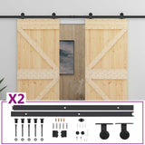 Porta scorrevole 2 pcs Naturale e Nero Legno Massello di Pino