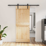 Porta scorrevole Naturale e Nero 80 x 210 cm