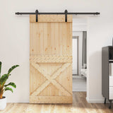 Porta scorrevole Naturale e Nero 100 x 210 cm