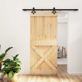Porta scorrevole Naturale e Nero 90 x 210 cm