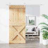 Porta scorrevole Naturale e Bianco 90 x 210 cm