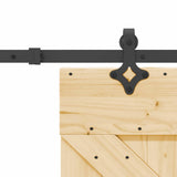 Porta scorrevole NARVIK Naturale e Nero 85 x 210 cm (213,5 cm)