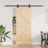 Porta scorrevole NARVIK Naturale e Nero 85 x 210 cm (213,5 cm)