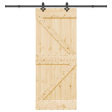 Porta scorrevole NARVIK Naturale e Nero 85 x 210 cm (213,5 cm)