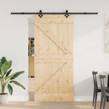 Porta scorrevole NARVIK Naturale e Nero 95 x 210 cm (213,5 cm)