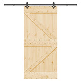 Porta scorrevole NARVIK Naturale e Nero 95 x 210 cm (213,5 cm)