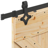 Porta scorrevole NARVIK Naturale e Nero 80 x 210 cm (213,5 cm)