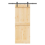 Porta scorrevole NARVIK Naturale e Nero 80 x 210 cm (152,5 cm)