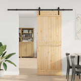 Porta scorrevole NARVIK Naturale e Nero 80 x 210 cm (213,5 cm)