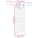 Porta scorrevole NARVIK Naturale e Nero 80 x 210 cm (213,5 cm)
