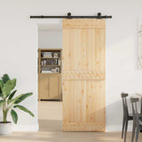 Porta scorrevole NARVIK Naturale e Nero 80 x 210 cm (152,5 cm)
