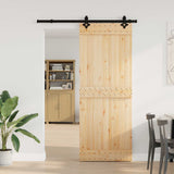 Porta scorrevole NARVIK Naturale e Nero 80 x 210 cm (152,5 cm)
