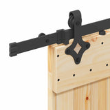 Porta scorrevole NARVIK Naturale e Nero 80 x 210 cm (213,5 cm)