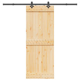 Porta scorrevole NARVIK Naturale e Nero 80 x 210 cm (213,5 cm)